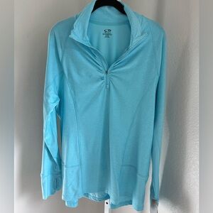 Champion Duo Dry Turqoise Blue 1/4 zip collar lightweight long sleeve - XXL NWT